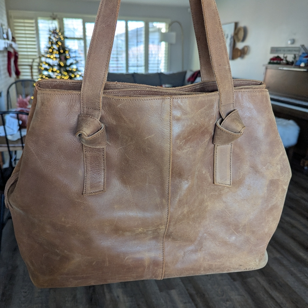 Able Distressed Brown Leather Bag